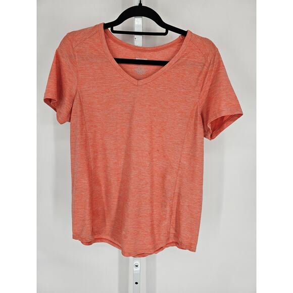 Duluth Trading Co. Tops - Duluth Trading Co womens Sz L Short Sleeve V Neck Athletic T Shirt Coral Pink